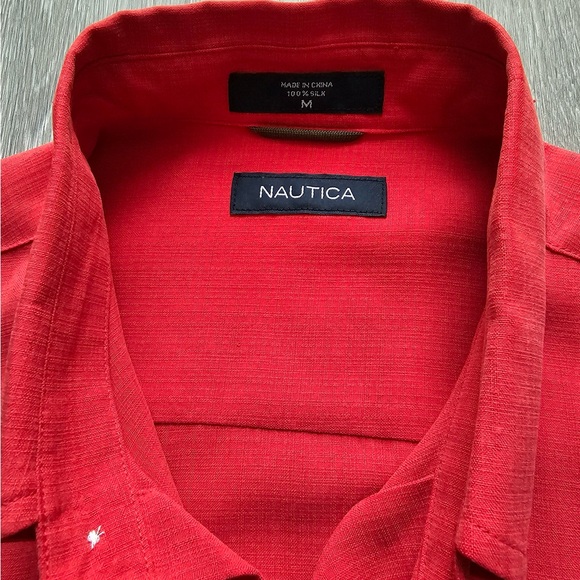 Nautica Men’s Red Short Sleeve Button Down Shirt Sz M - Picture 5 of 7